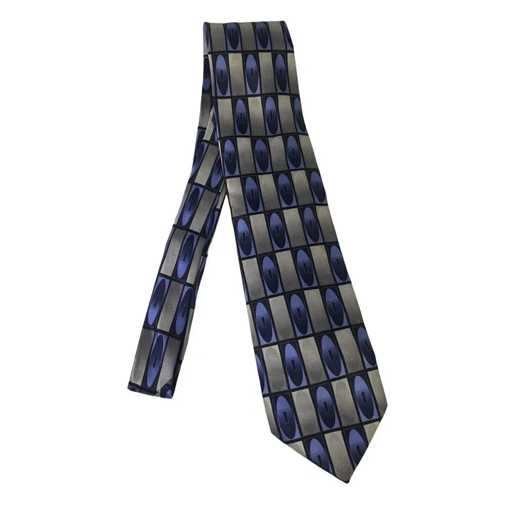 #6634 Giorgio Brutini Blue Black and Gray Mens Necktie, Tie